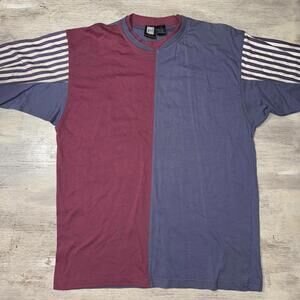 EUC Vintage 80s early 90s Jed Wear Purple Red Colorblock Striped Tee XL